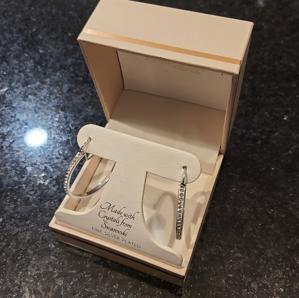 Sofia James Sterling Silver Crystal Hoop Earrings